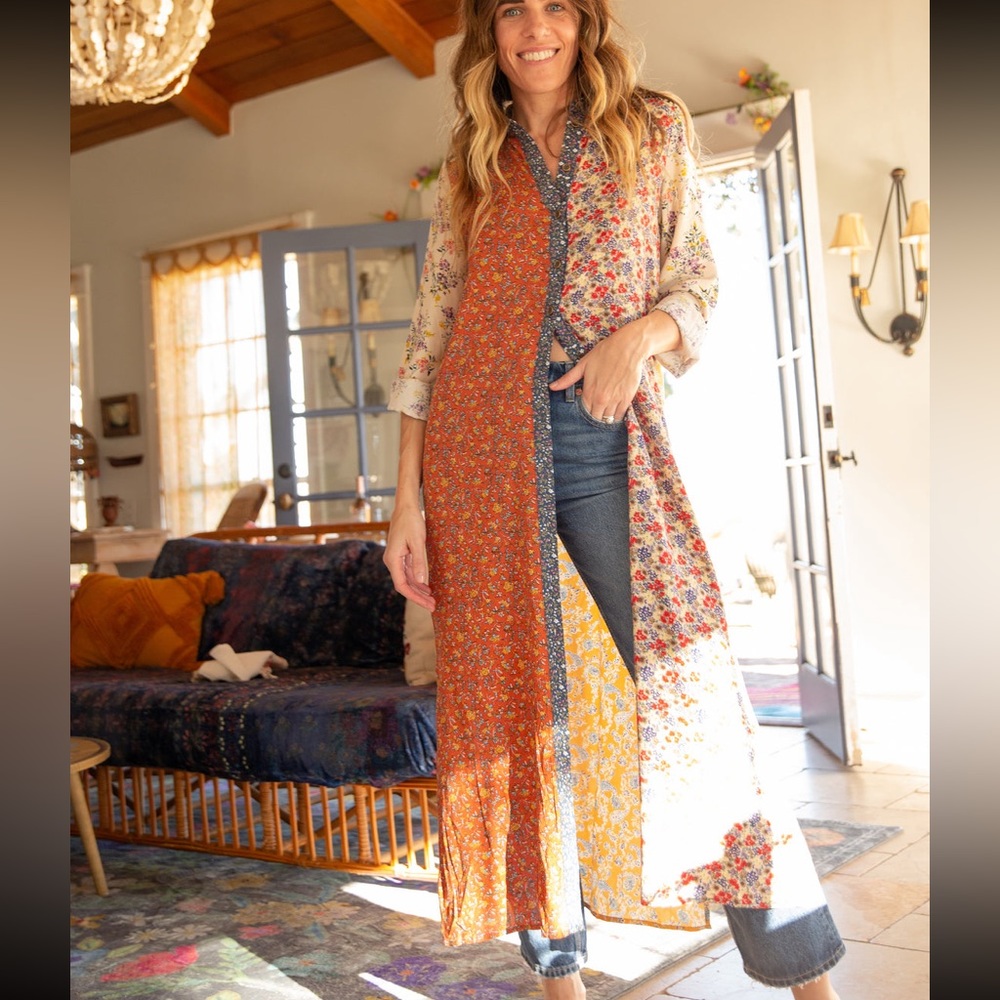 NWT Natural Life Esme Shirt Dress - Rust Blue Mix Print - Picture 2 of 14